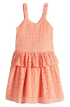 Bcbg Girls Bcbg Kids' Ruffle Cotton Blend Lace Party Dress In Sherbert