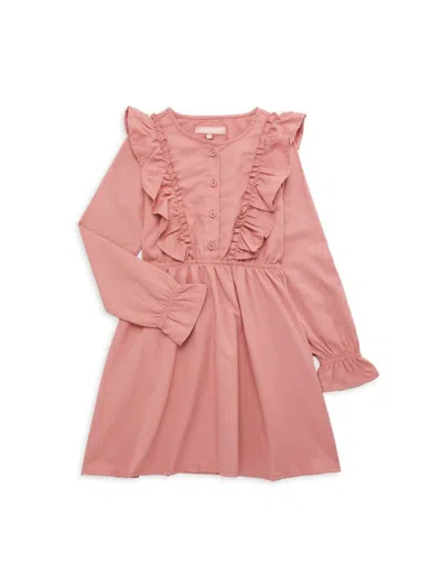 Bcbgirls Kids' Girl's Ruffle Long Sleeve Dress In Rose