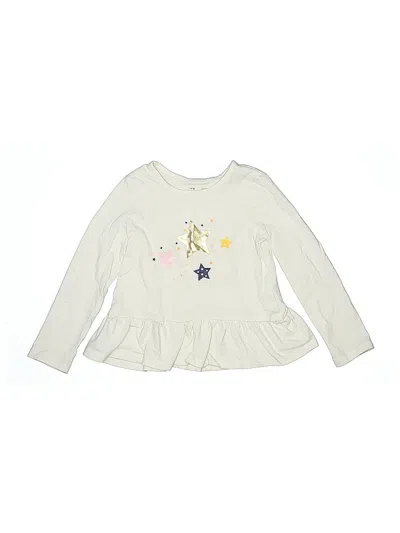 Pre-owned Bcbgirls Kids' Long Sleeve Top Ivory Ruffles Neckline Tops In White