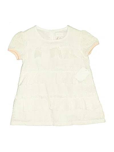 Pre-owned Bcbgirls Kids' Short Sleeve Top Ivory Ruffles Neckline Tops