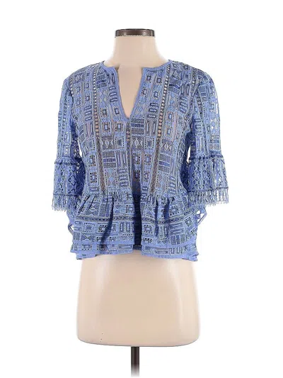 Pre-owned Bcbgmaxazria 3/4 Sleeve Blouse In Blue