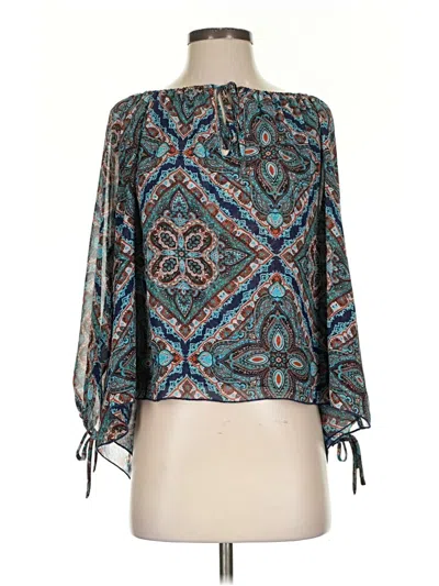 Pre-owned Bcbgmaxazria 3/4 Sleeve Blouse In Blue