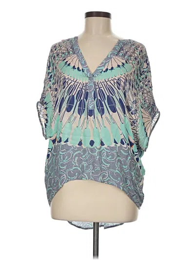 Pre-owned Bcbgmaxazria 3/4 Sleeve Blouse In Blue
