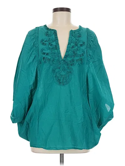 Pre-owned Bcbgmaxazria 3/4 Sleeve Blouse In Blue