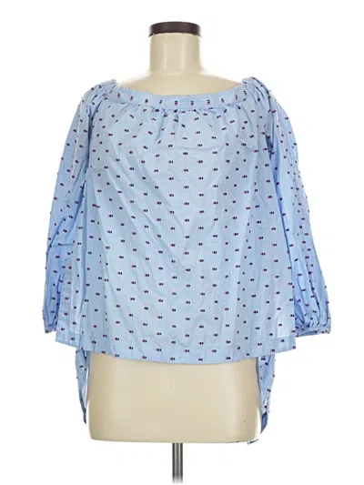 Pre-owned Bcbgmaxazria 3/4 Sleeve Blouse In Blue