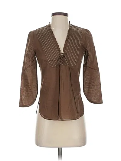 Pre-owned Bcbgmaxazria 3/4 Sleeve Blouse In Brown