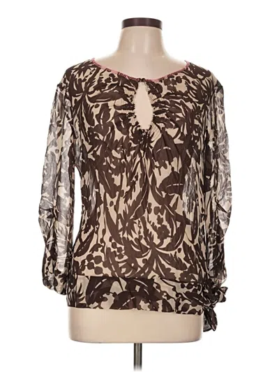 Pre-owned Bcbgmaxazria 3/4 Sleeve Blouse In Brown