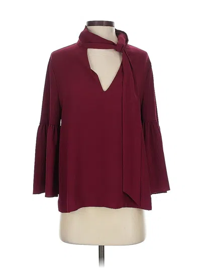 Pre-owned Bcbgmaxazria 3/4 Sleeve Blouse In Burgundy