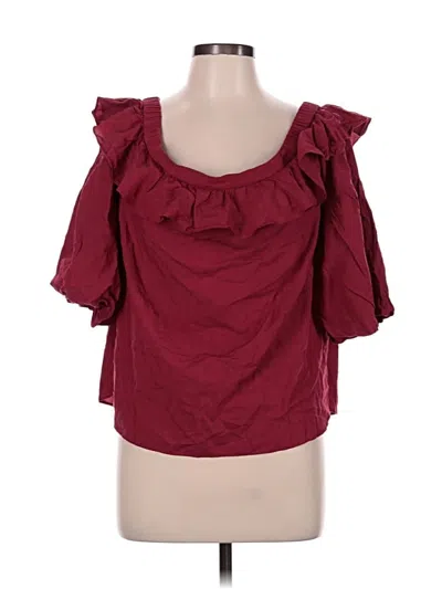 Pre-owned Bcbgmaxazria 3/4 Sleeve Blouse In Burgundy