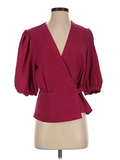 Pre-owned Bcbgmaxazria 3/4 Sleeve Blouse In Burgundy