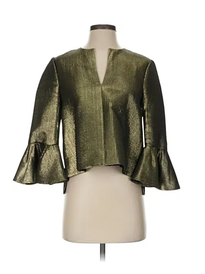 Pre-owned Bcbgmaxazria 3/4 Sleeve Blouse In Gold