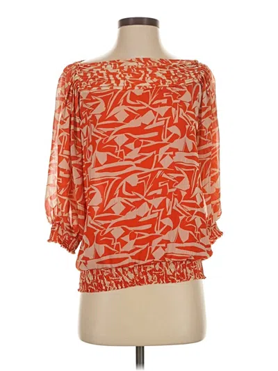 Pre-owned Bcbgmaxazria 3/4 Sleeve Blouse In Orange