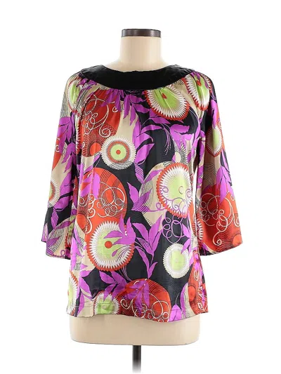 Pre-owned Bcbgmaxazria 3/4 Sleeve Blouse In Purple