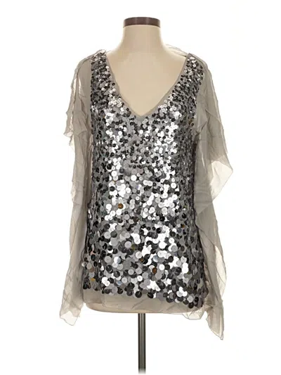 Pre-owned Bcbgmaxazria 3/4 Sleeve Blouse In Silver