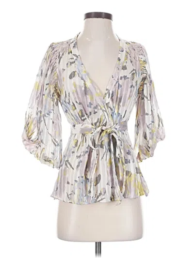 Pre-owned Bcbgmaxazria 3/4 Sleeve Blouse In Silver