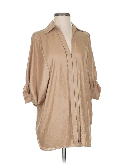 Pre-owned Bcbgmaxazria 3/4 Sleeve Blouse In Tan