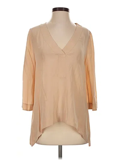 Pre-owned Bcbgmaxazria 3/4 Sleeve Blouse In Tan
