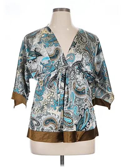 Pre-owned Bcbgmaxazria 3/4 Sleeve Blouse In Teal