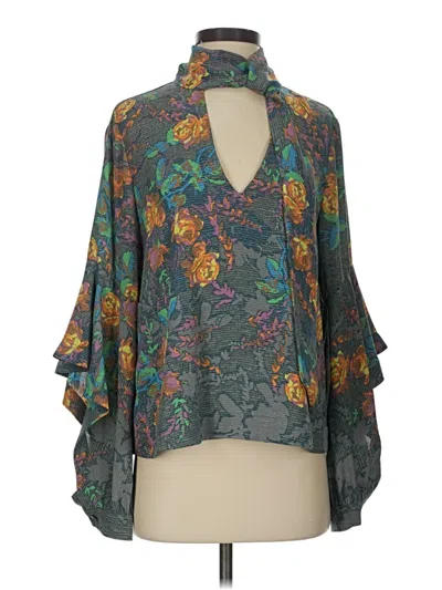 Pre-owned Bcbgmaxazria 3/4 Sleeve Blouse In Teal
