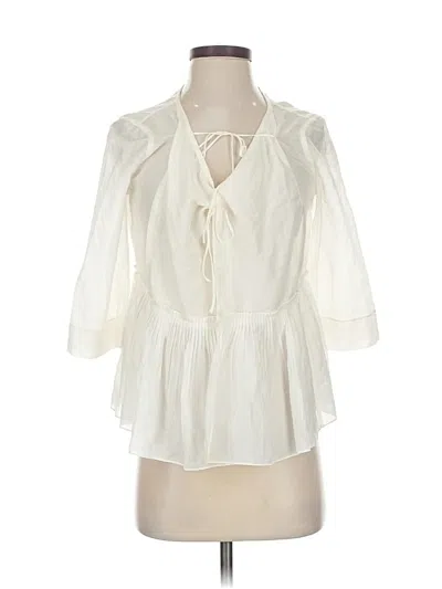 Pre-owned Bcbgmaxazria 3/4 Sleeve Blouse In White