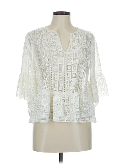 Pre-owned Bcbgmaxazria 3/4 Sleeve Blouse In White