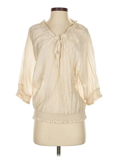 Pre-owned Bcbgmaxazria 3/4 Sleeve Blouse In White