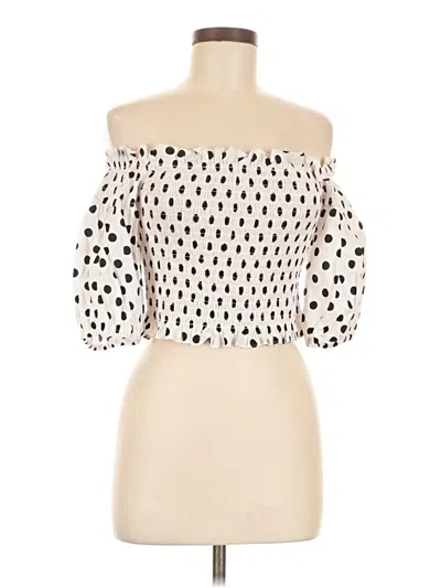 Pre-owned Bcbgmaxazria 3/4 Sleeve Blouse In White