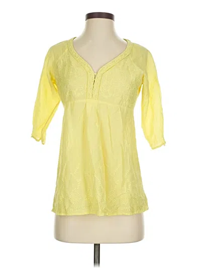 Pre-owned Bcbgmaxazria 3/4 Sleeve Blouse In Yellow