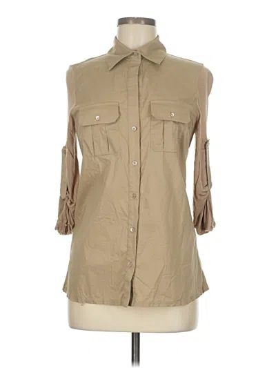 Pre-owned Bcbgmaxazria 3/4 Sleeve Button Down Shirt In Brown