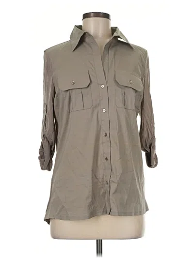 Pre-owned Bcbgmaxazria 3/4 Sleeve Button Down Shirt In Gray