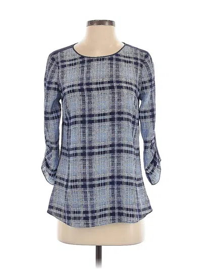 Pre-owned Bcbgmaxazria 3/4 Sleeve Silk Top Blue Square Neckline Tops