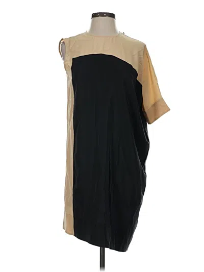 Pre-owned Bcbgmaxazria 3/4 Sleeve Silk Top Gold One Shoulder Neckline Tops