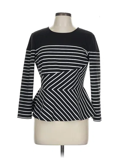 Pre-owned Bcbgmaxazria 3/4 Sleeve Top Black Boatneck Tops