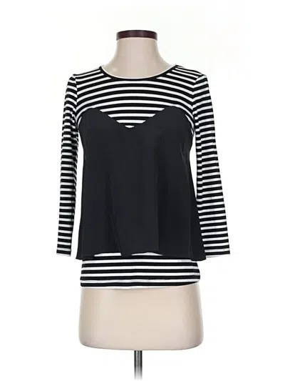 Pre-owned Bcbgmaxazria 3/4 Sleeve Top Black Boatneck Tops