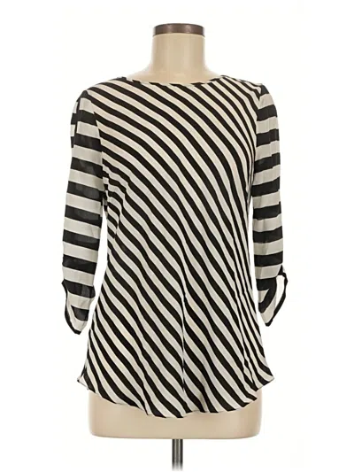 Pre-owned Bcbgmaxazria 3/4 Sleeve Top Black Boatneck Tops