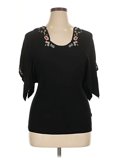 Pre-owned Bcbgmaxazria 3/4 Sleeve Top Black Cold Shoulder Neckline Tops