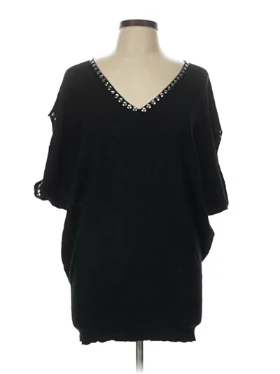 Pre-owned Bcbgmaxazria 3/4 Sleeve Top Black Cold Shoulder Neckline Tops