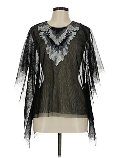 Pre-owned Bcbgmaxazria 3/4 Sleeve Top Black Keyhole Neckline Tops