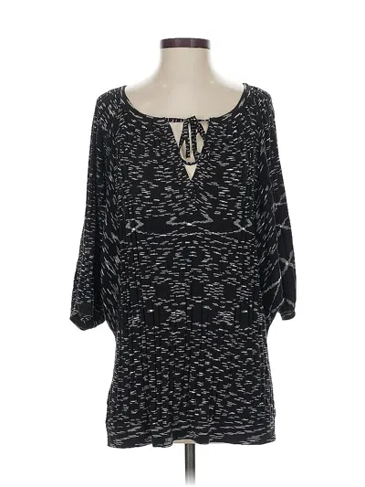 Pre-owned Bcbgmaxazria 3/4 Sleeve Top Black Keyhole Neckline Tops