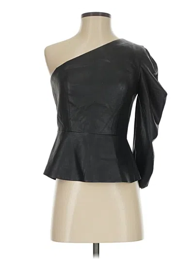 Pre-owned Bcbgmaxazria 3/4 Sleeve Top Black One Shoulder Neckline Tops