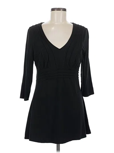 Pre-owned Bcbgmaxazria 3/4 Sleeve Top Black Plunge Neckline Tops