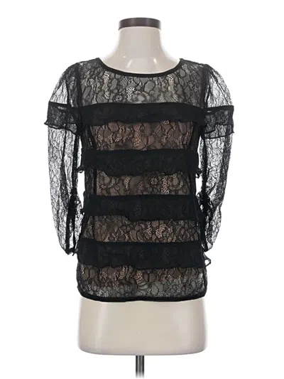 Pre-owned Bcbgmaxazria 3/4 Sleeve Top Black Scoop Neck Tops