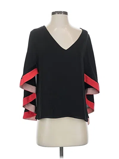 Pre-owned Bcbgmaxazria 3/4 Sleeve Top Black V Neck Tops