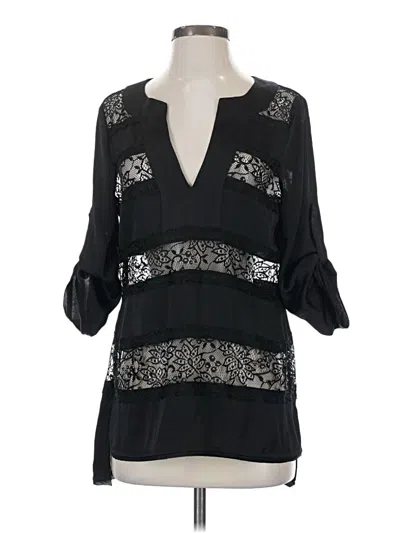 Pre-owned Bcbgmaxazria 3/4 Sleeve Top Black V Neck Tops