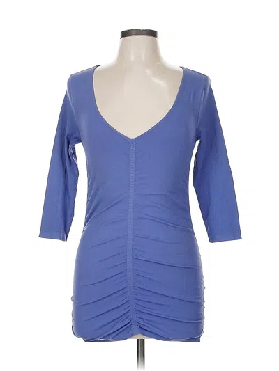 Pre-owned Bcbgmaxazria 3/4 Sleeve Top Blue Sweetheart Neckline Tops