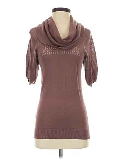 Pre-owned Bcbgmaxazria 3/4 Sleeve Top Brown Cowl Neck Tops
