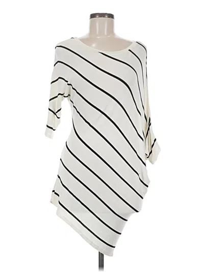 Pre-owned Bcbgmaxazria 3/4 Sleeve Top Ivory One Shoulder Neckline Tops In White