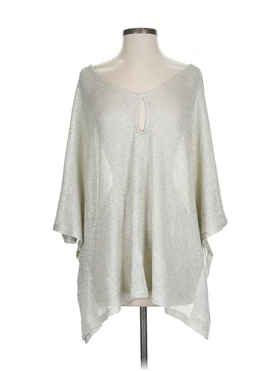 Pre-owned Bcbgmaxazria 3/4 Sleeve Top Silver Keyhole Neckline Tops