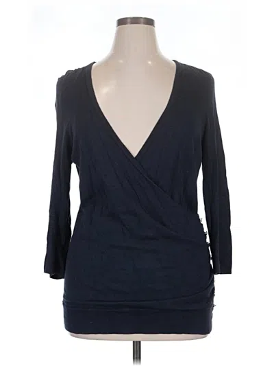 Pre-owned Bcbgmaxazria 3/4 Sleeve T-shirt In Blue