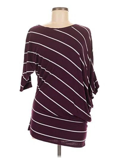 Pre-owned Bcbgmaxazria 3/4 Sleeve T-shirt In Burgundy